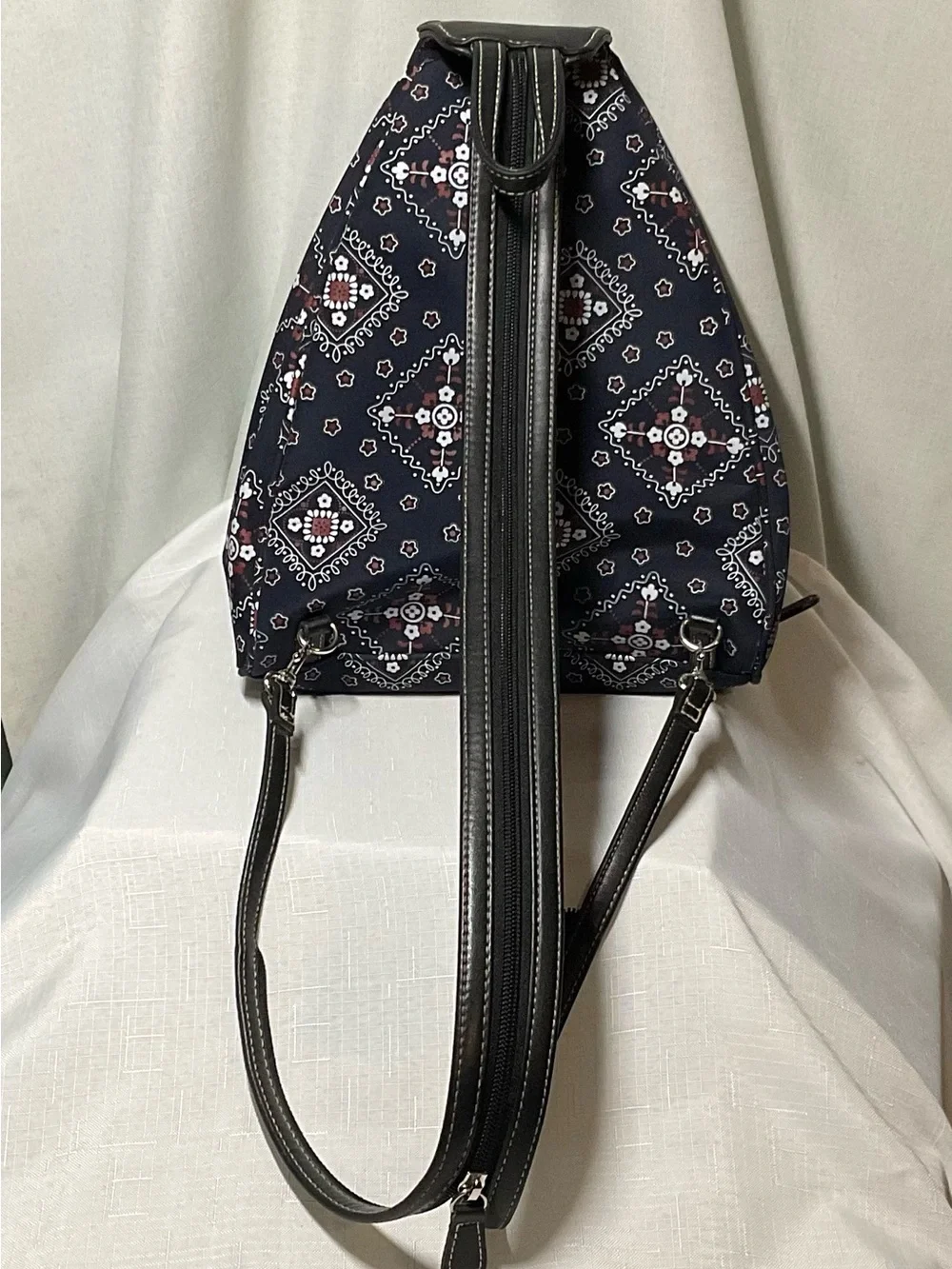Villager Navy Patterned Woman’s Sling Backpack